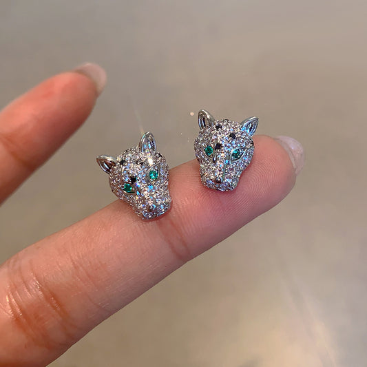 Orecchini testa leopardo zircone