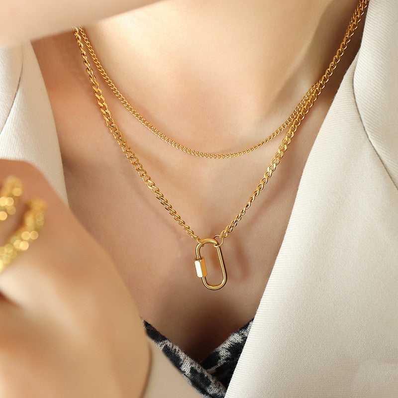 Collana fibbia ovale titanio