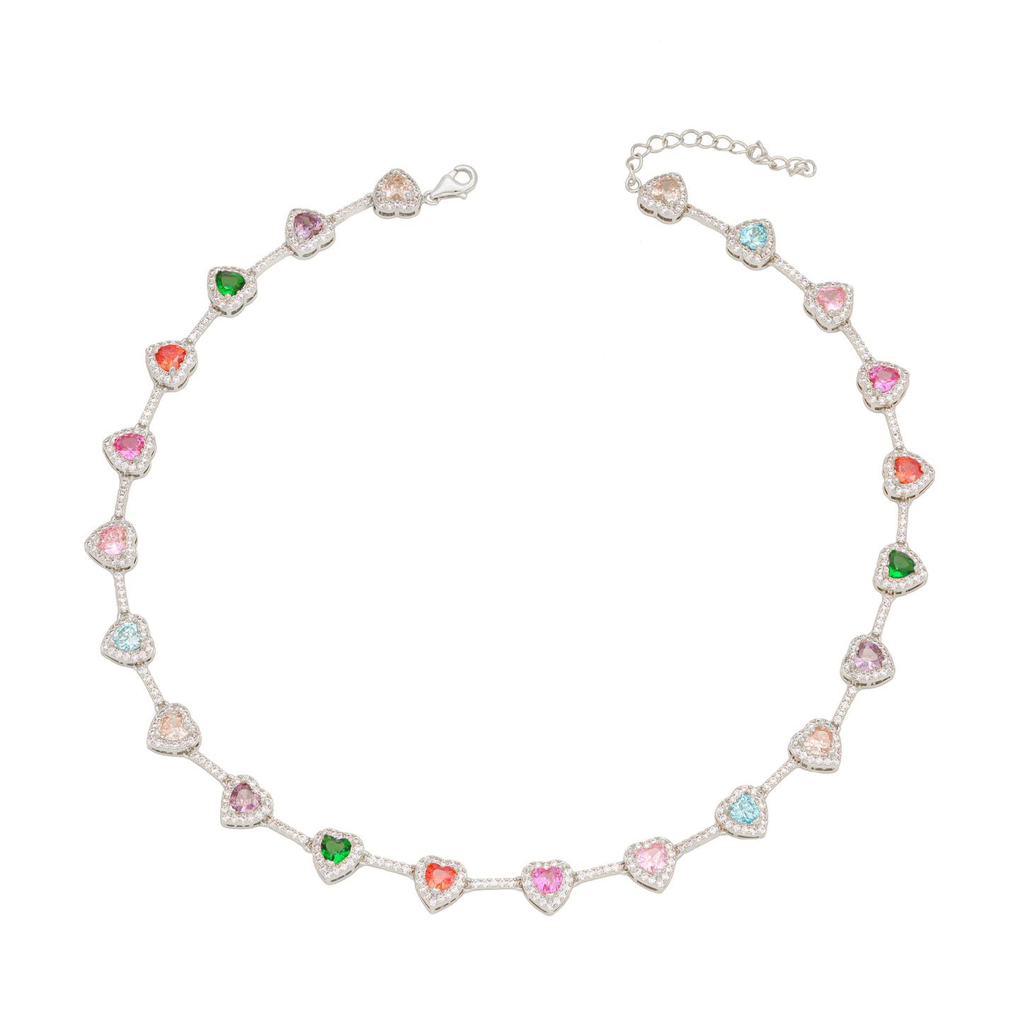 Collana cuore zircone colorata