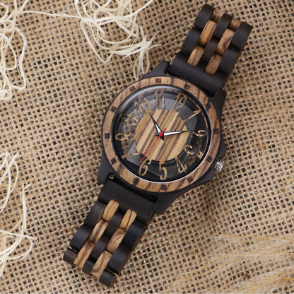 Orologio in noce cinturino pelle