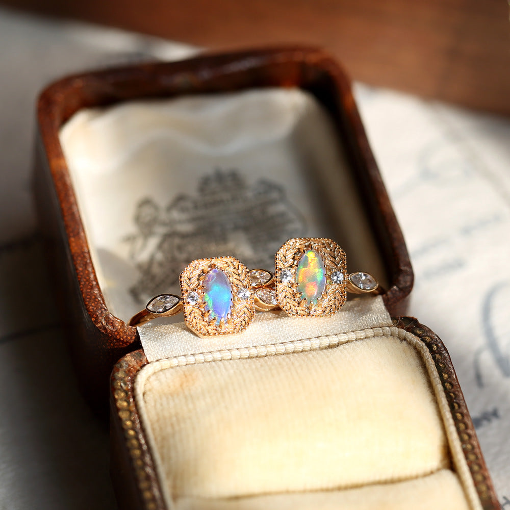 Anello argento 925 spiga opale