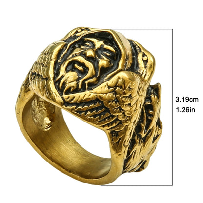 Anello lupo e rune in titanio