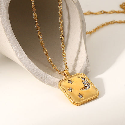 Collana tag quadrato placcata oro