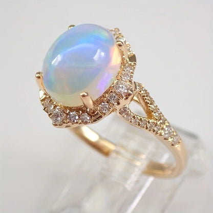 Anello opale con zirconi