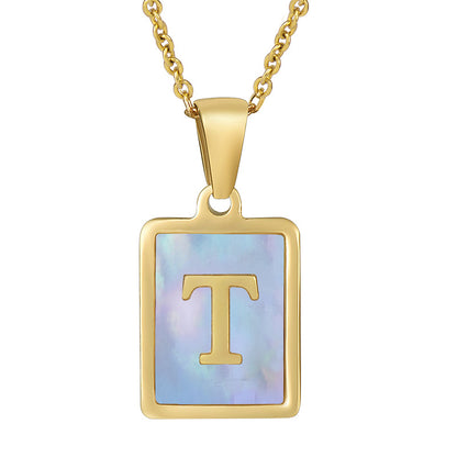 Collana titanio con lettera e conchiglia