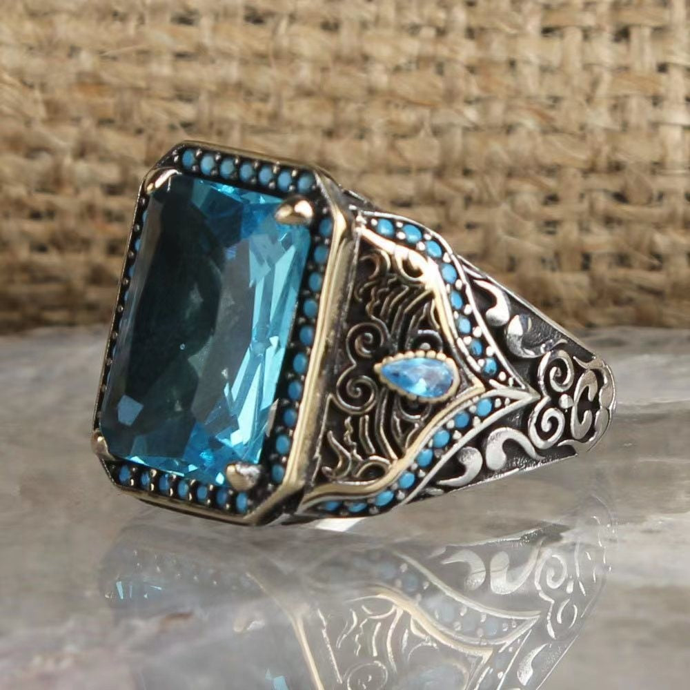 Anello zirconi rossi e verdi