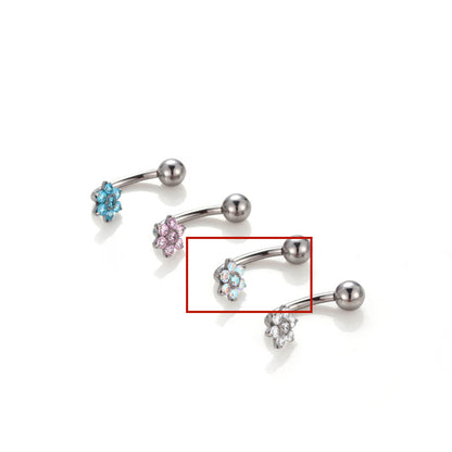 Piercing ombelico fiore zircone