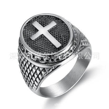 Anello titanio croce vintage