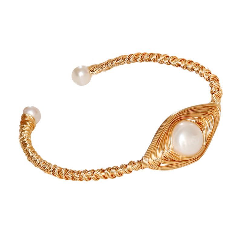 Bracciale perla barocca con filo avvolto