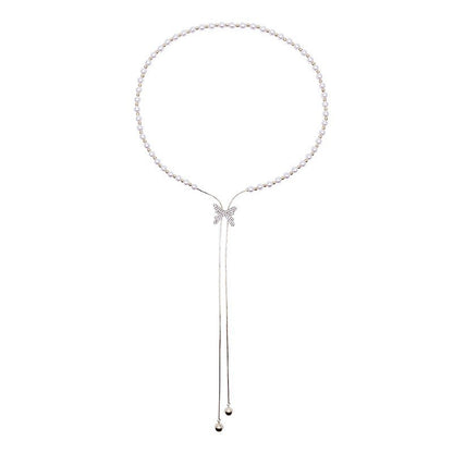 Collana farfalla perla lunga
