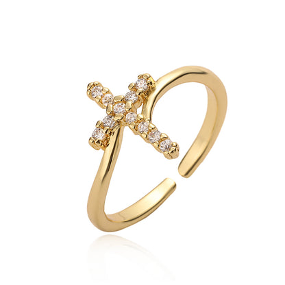 Anello croce geometrica rame oro