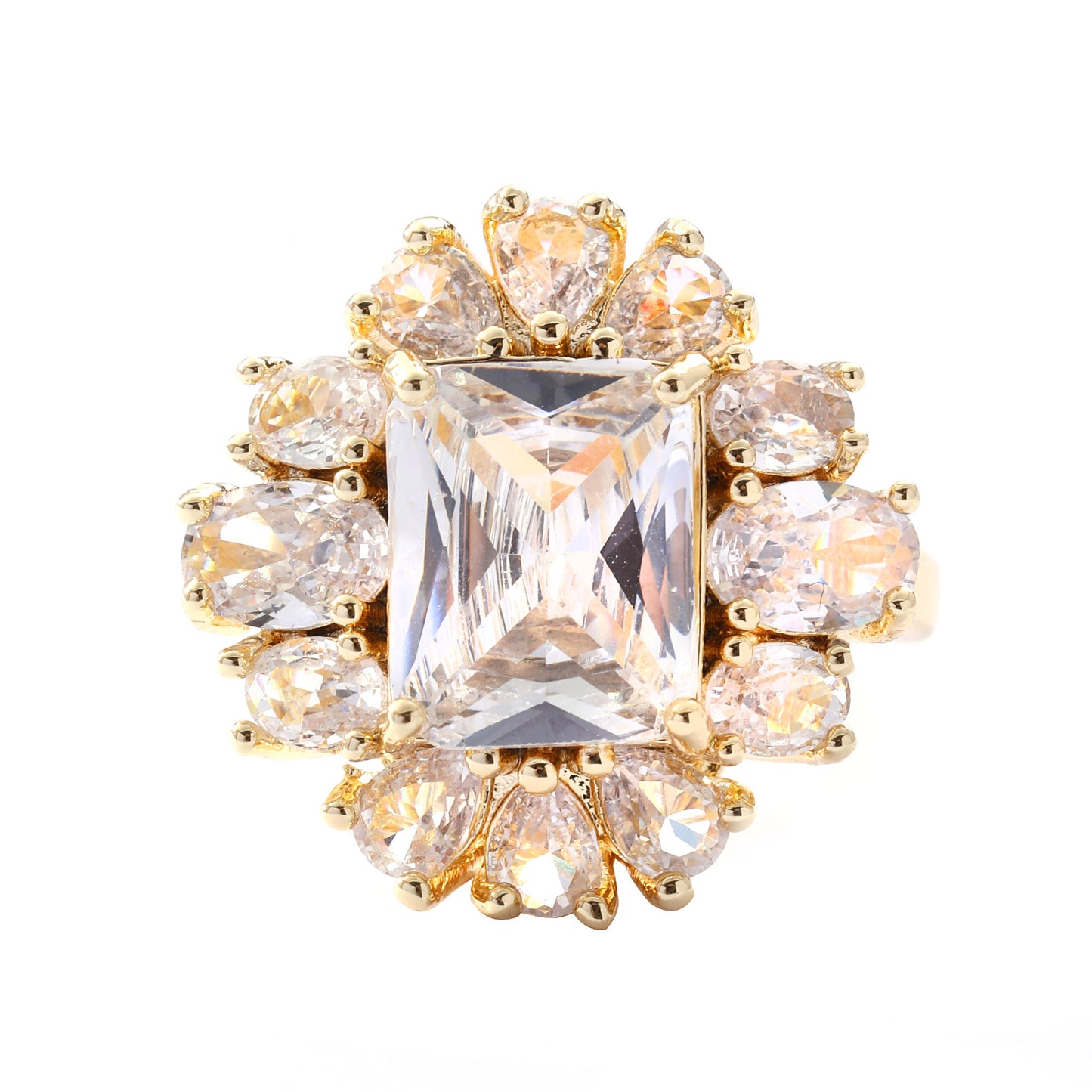Anello quadrato zircone intarsiato rame