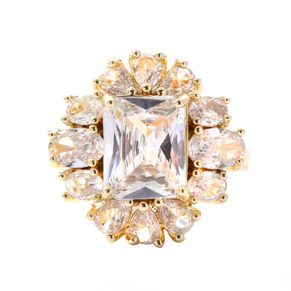 Anello quadrato zircone intarsiato rame