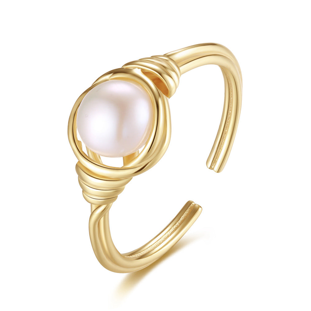 Anello perla barocca romantico