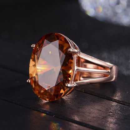 Anello zircone champagne ovale