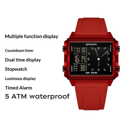 Orologio sportivo quadrato con quadrante grande