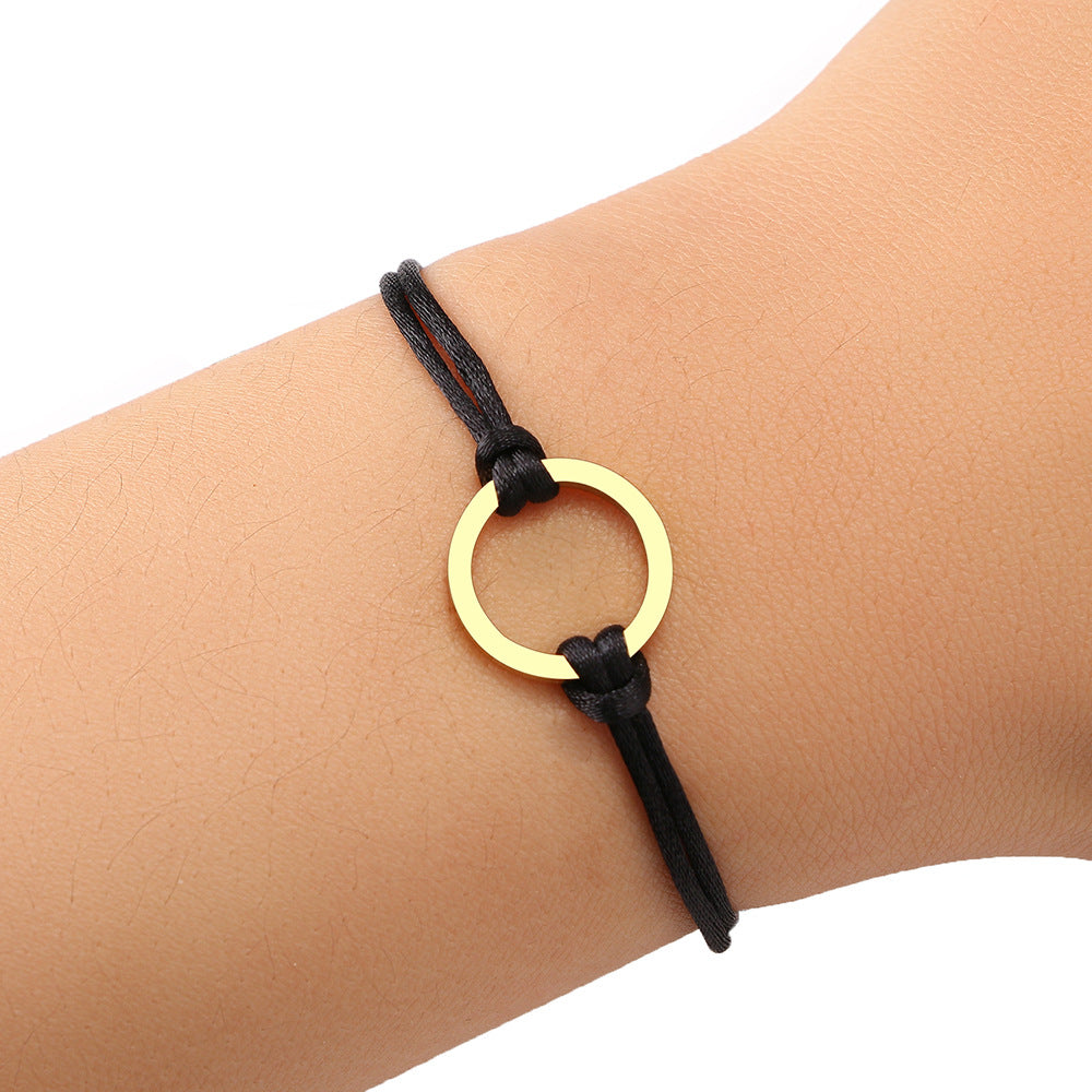 Bracciale corda nera acero
