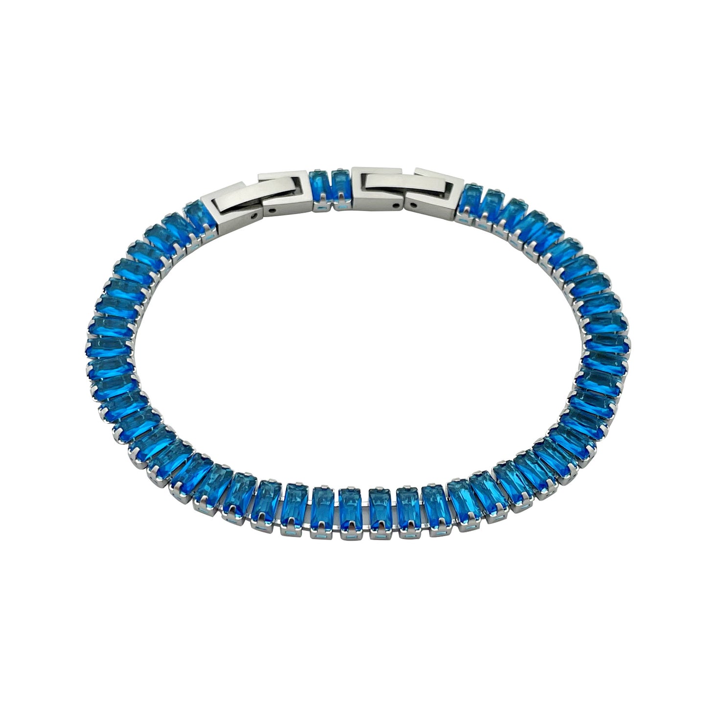 Bracciale acciaio zirconi colorati geometrico
