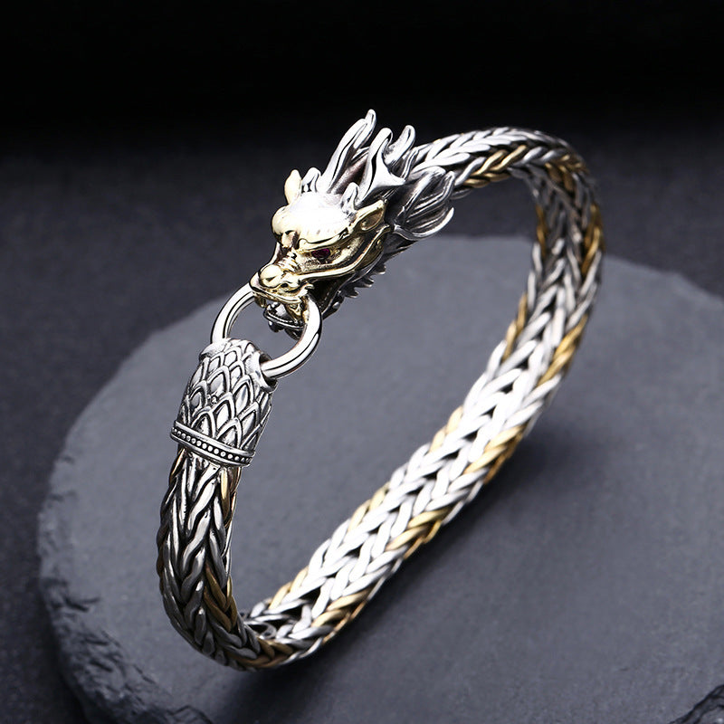 Braccialetto argento intrecciato spesso