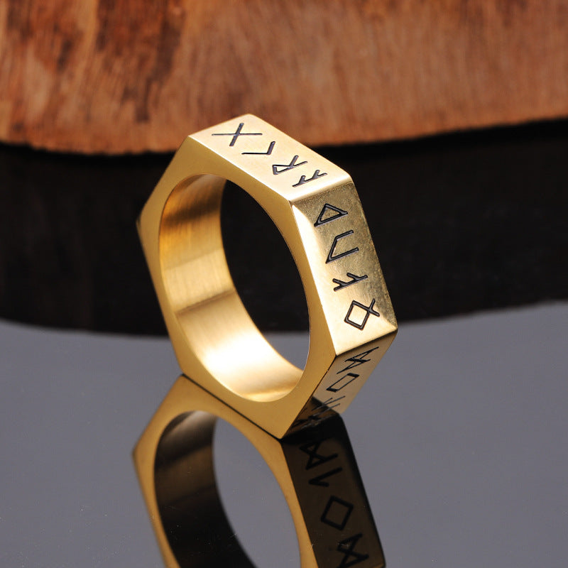 Anello esagonale acciaio titanio