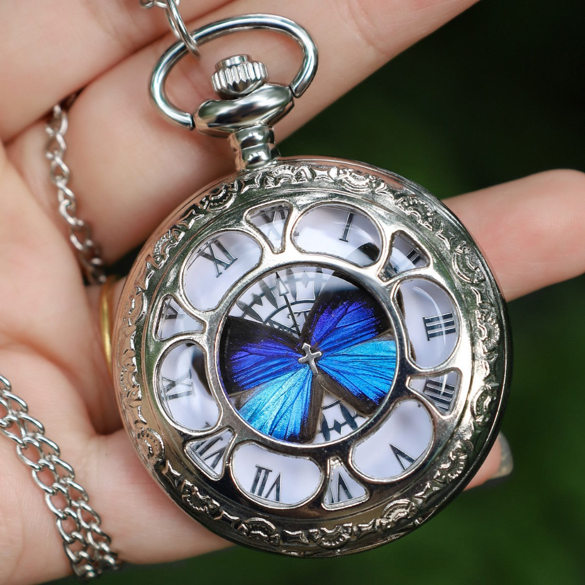 Orologio da tasca stile retrò farfalla