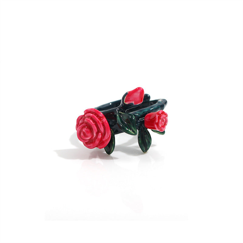 Anello smaltato fiori