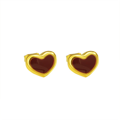 Orecchini cuore rosso vino