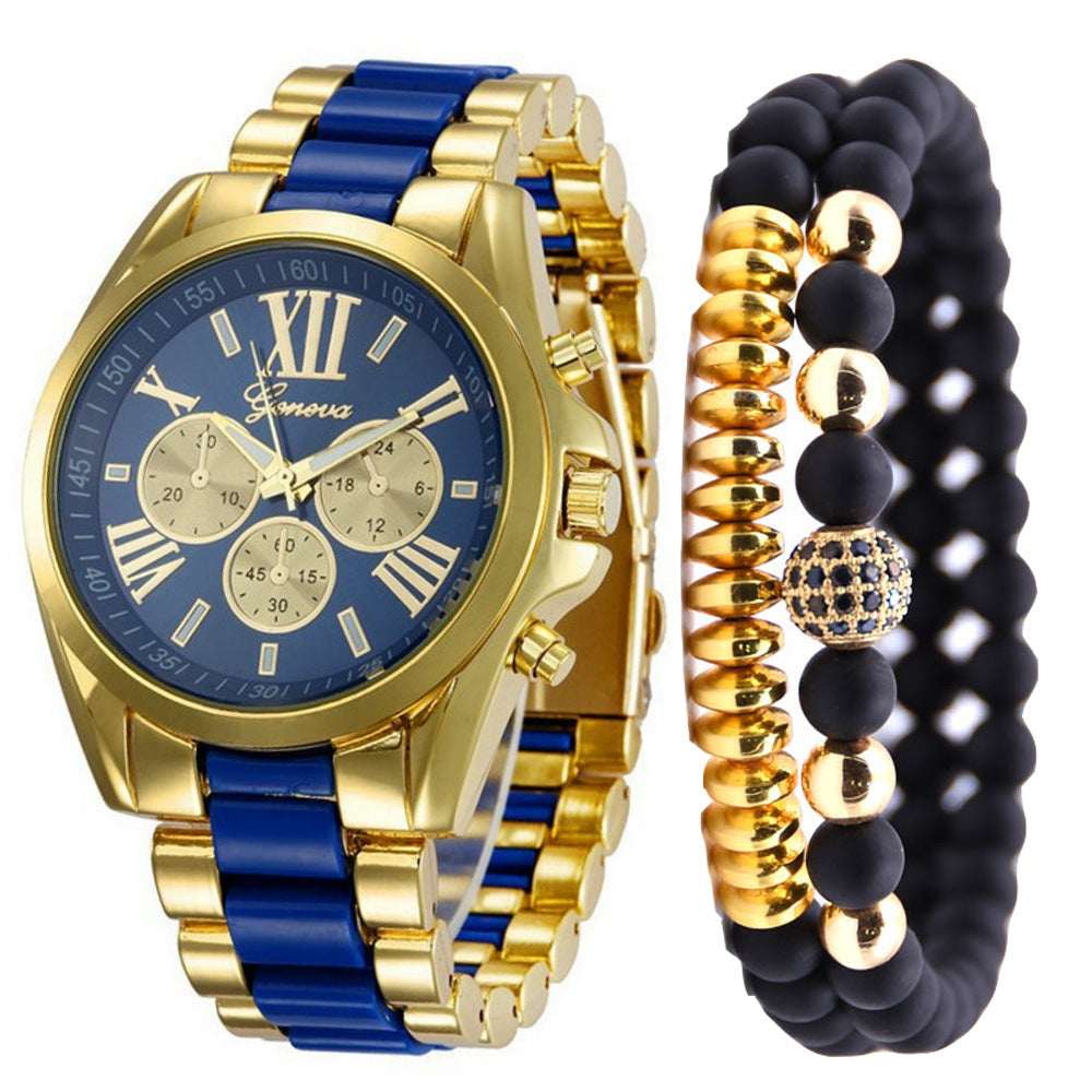 Orologio tre quadranti in acciaio