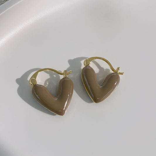 Orecchini cuori smalto bianco