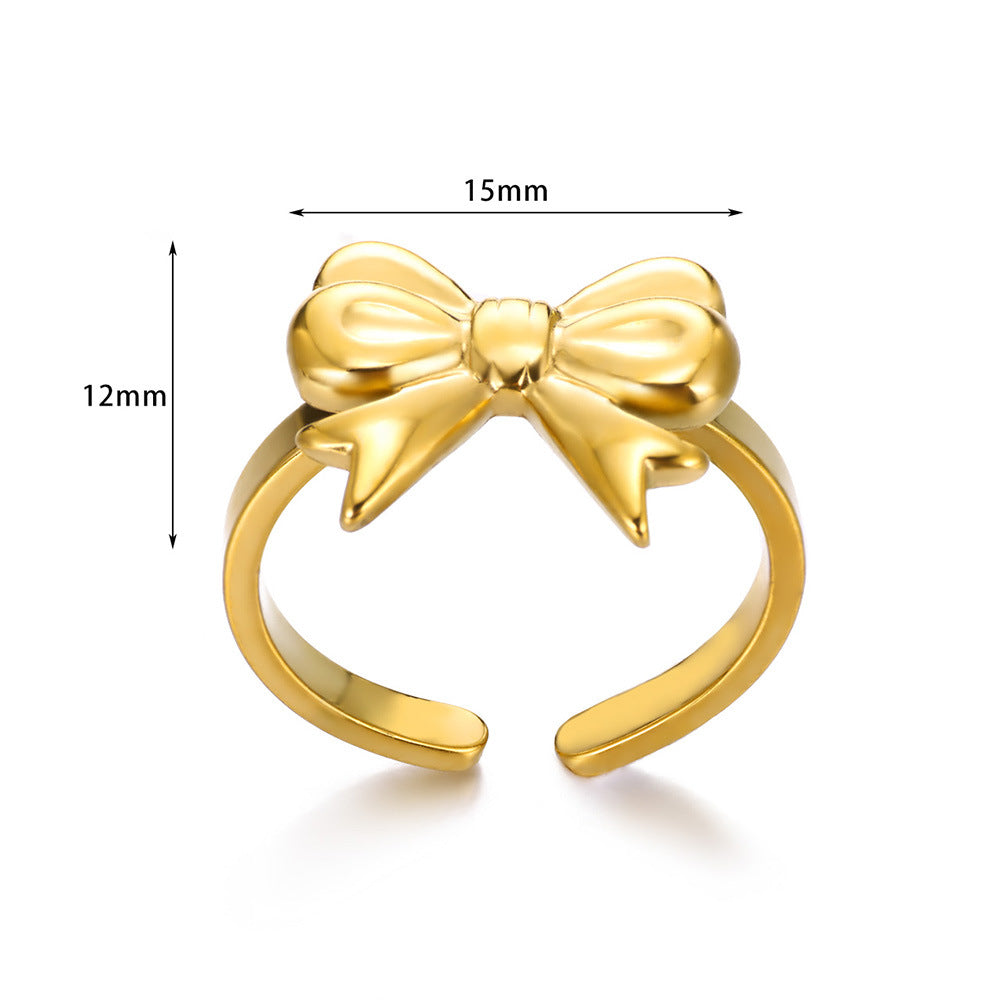 Anello acciaio titanio con fiocco