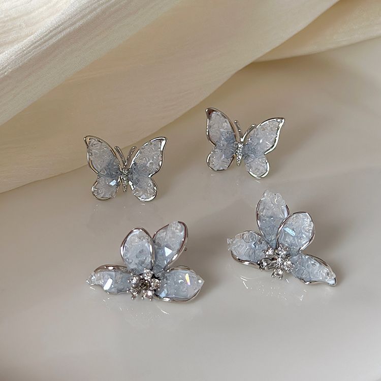 Orecchini farfalla cristallo blu