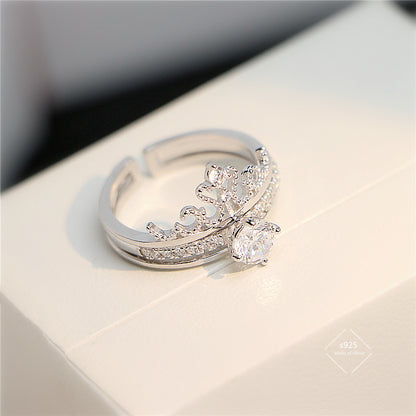 Anello corona argento doppio strato