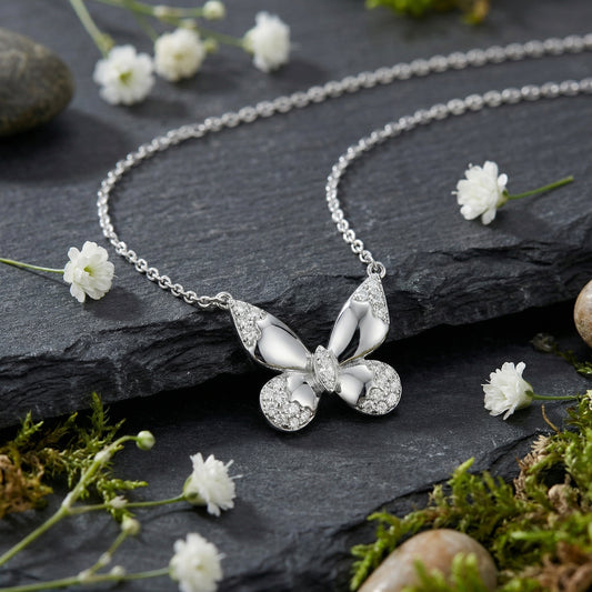 Collana farfalla diamanti taglio rotondo