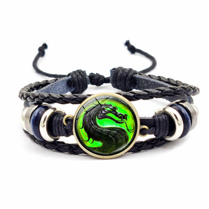 Bracciale pelle intrecciata vintage