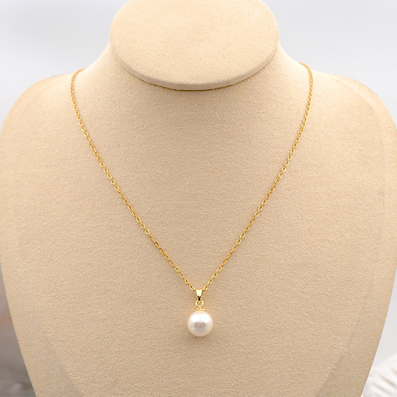Collana perla acciaio titanio catena