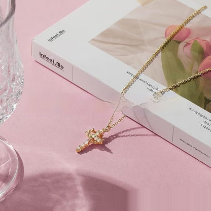 Collana croce coronata con zircone