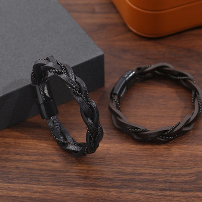 Bracciale pelle intrecciata unisex