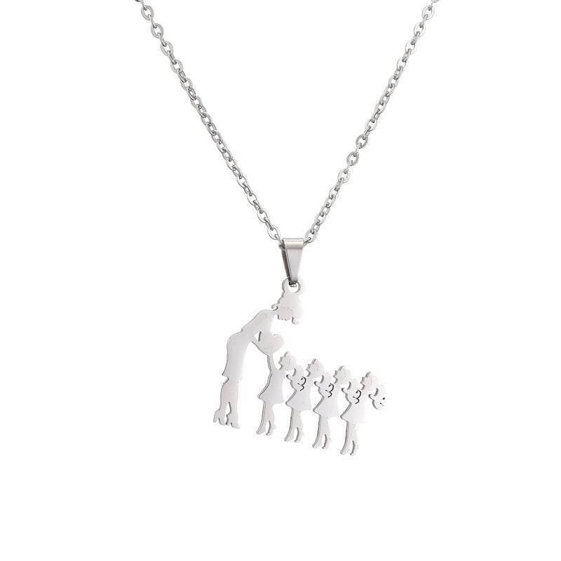 Collana acciaio titanio madre-figlio
