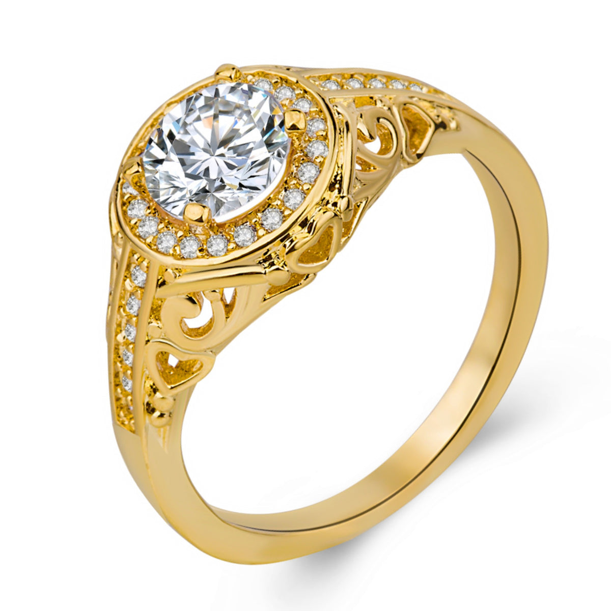 Anello zirconi placcato oro con cuore