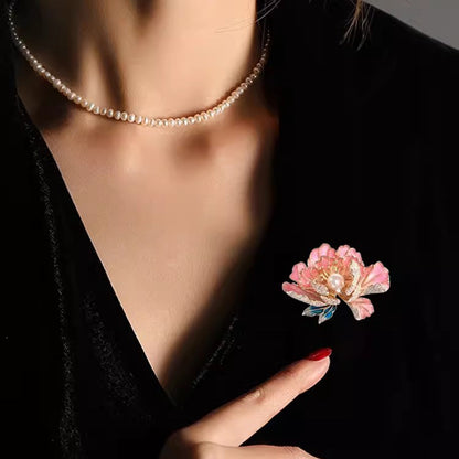 Spilla peonia perla
