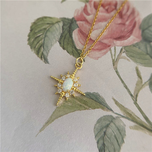 Collana sole con opale placcata oro
