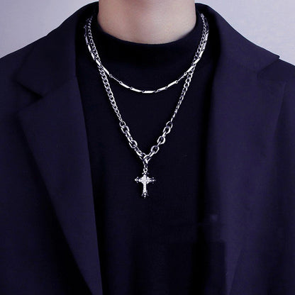 Collana croce diamante titanio