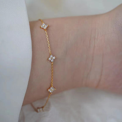 Bracciale quadrifoglio con zirconi
