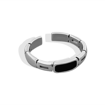 Anello geometrico regolabile argento