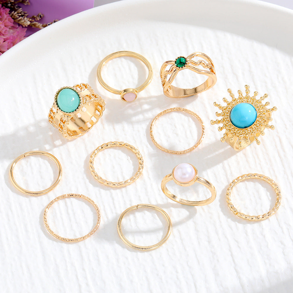 Anello smeraldo geometrico con pietre naturali
