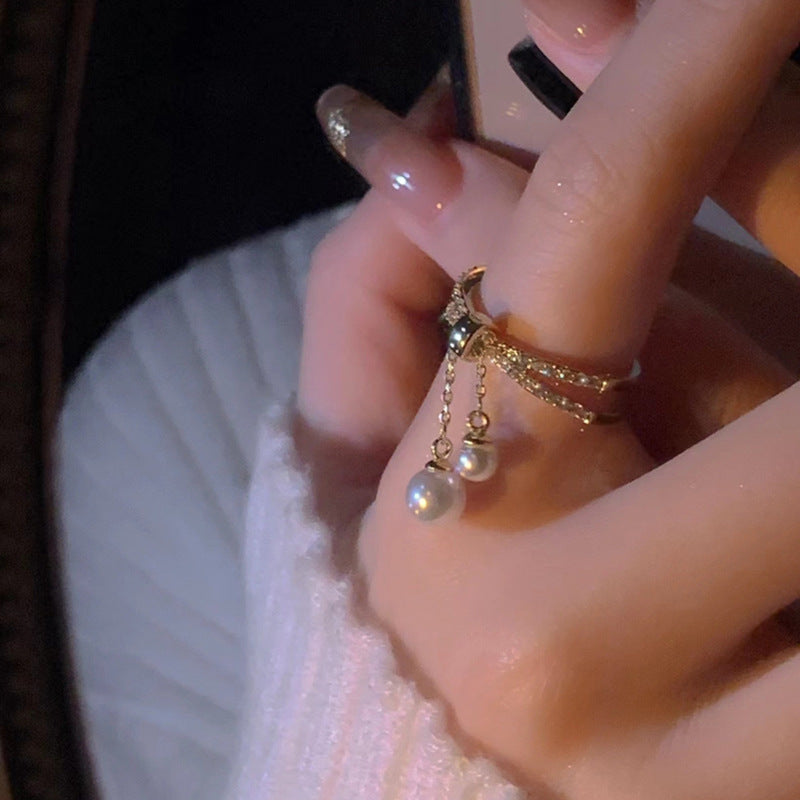 Anello perla barocca doppio strato