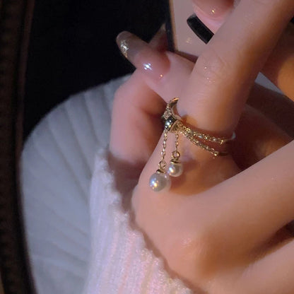 Anello perla barocca doppio strato