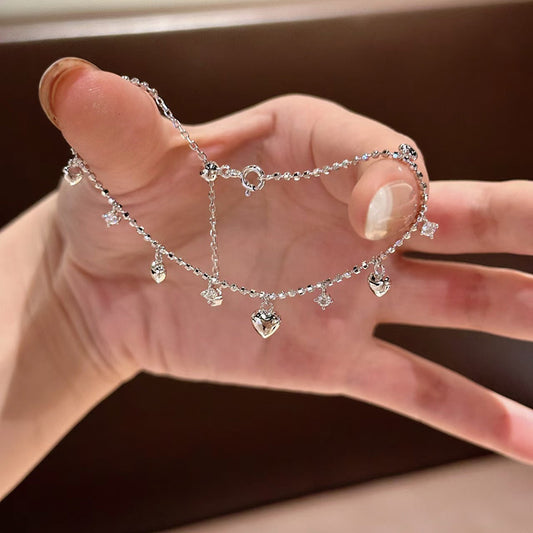 Bracciale cuore zircone con nappa