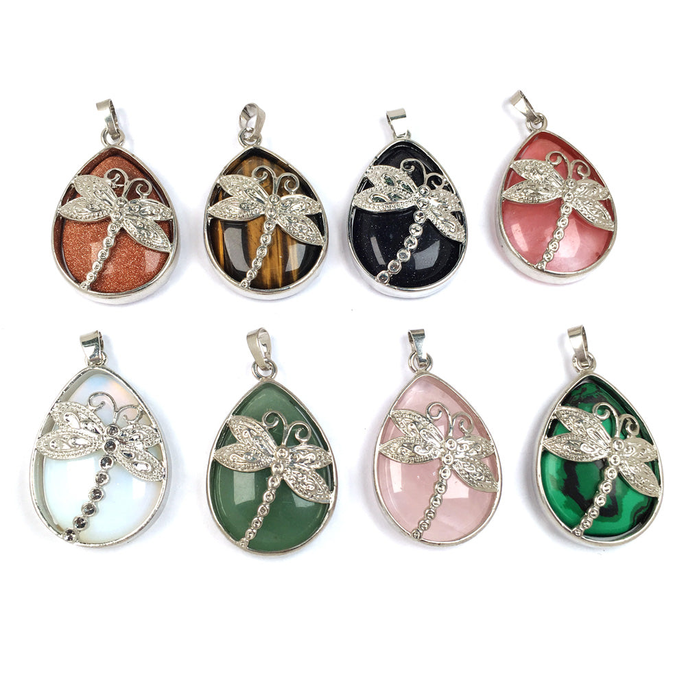 Collana libellula cristalli e gocce