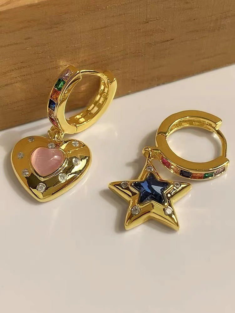 Collana asimmetrica opale cuore